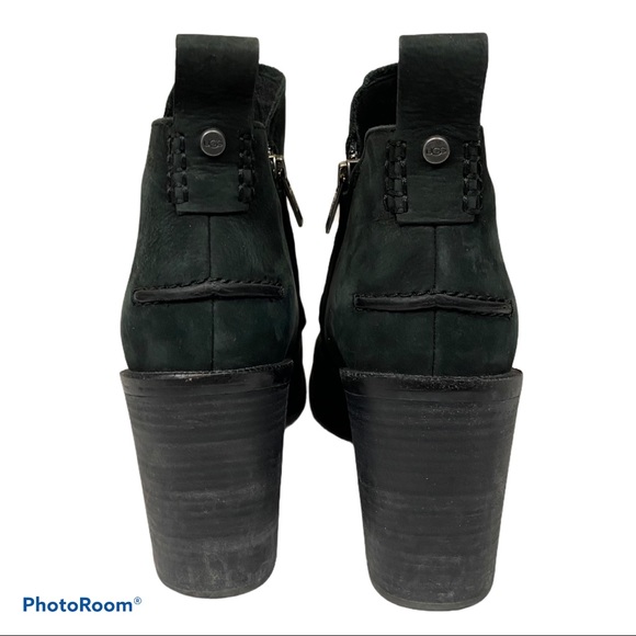 Ugg Black suede Pixley block heel boots ankle - Picture 6 of 8